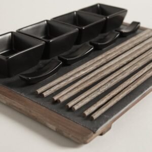 "SET DE SUSHI PARA 4 ACACIA  Y LAJA NEGRO"