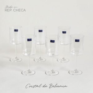 "SET X 6 COPAS DE CRISTAL  DE BOHEMIA ANITA"