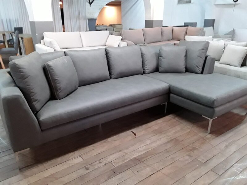 Sillon Esquinero Brunello 2,95 x 1,60 simil cuero gris -  30% off en efectivo