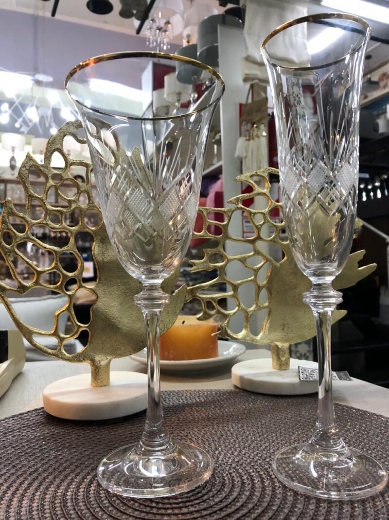 Copas Asio de Champagne Talladas con borde de oro 190ml x6 unidades