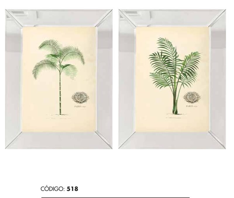 Set 2 cuadros palmeras fondo vintage