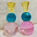 "SET X 2 -CANDELABRO ROSA-  TURQUESA- DORADO