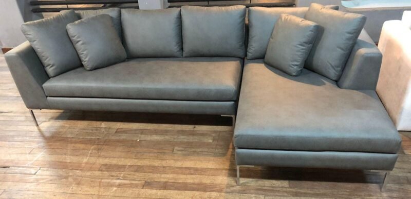 Sillon Esquinero Brunello 2,95 x 1,60 simil cuero gris -  30% off en efectivo