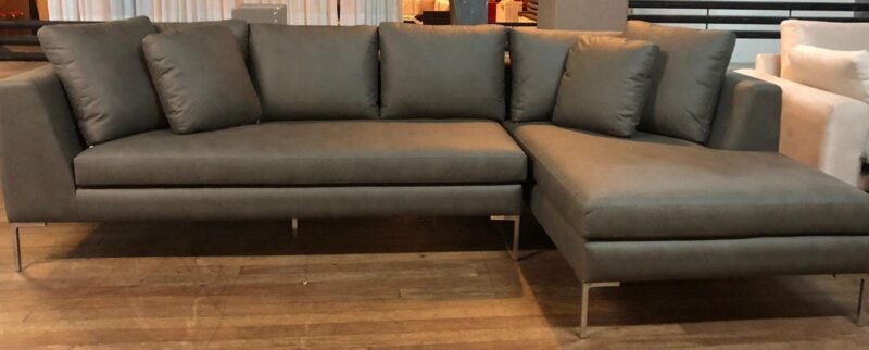 Sillon Esquinero Brunello 2,95 x 1,60 simil cuero gris -  30% off en efectivo