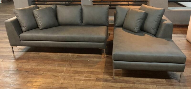 Sillon Esquinero Brunello 2,95 x 1,60 simil cuero gris -  30% off en efectivo