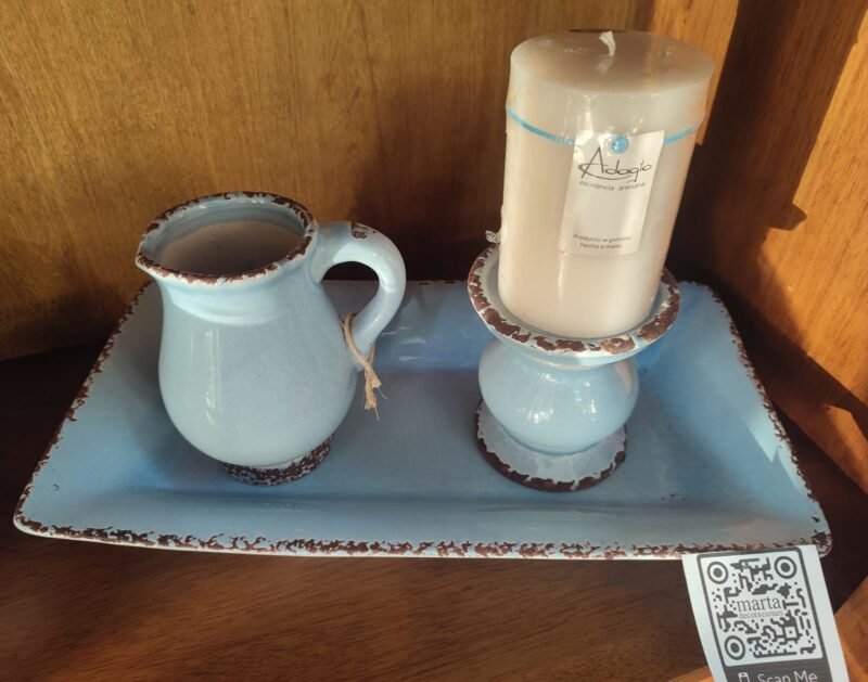 SET Bandeja Blue + Jarra Blue + Candelabro Blue