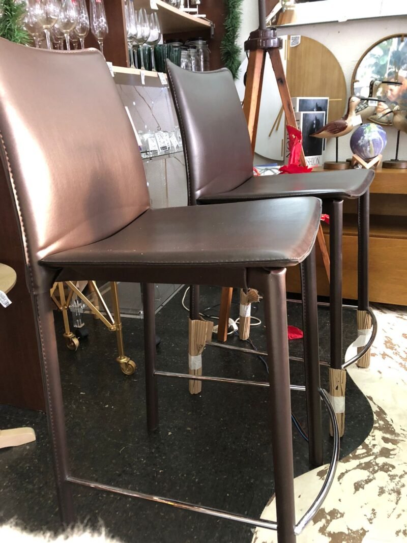 BANQUETAS CROMADAS MARRON EL PAR